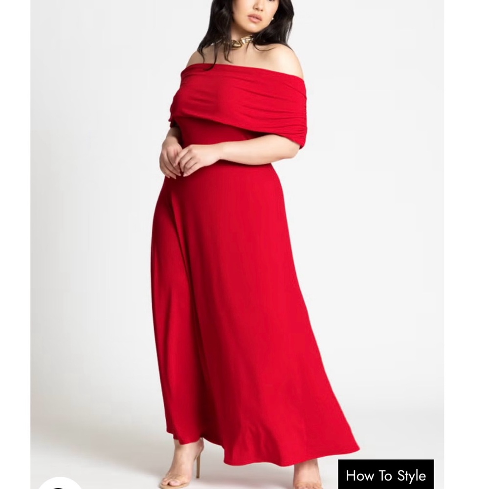 Eloquii Red Off-Shoulder Maxi Dress